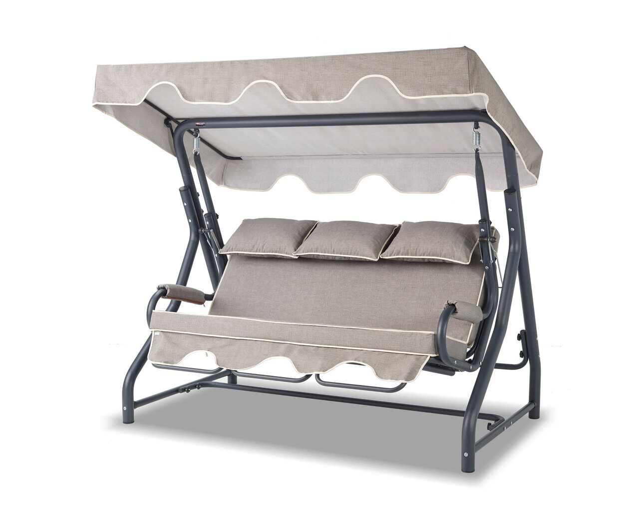 Balansoar de gradina 3 locuri, Hanah Home, Salvia, 200x165x110 cm, Antracit / Gri - imagine 5